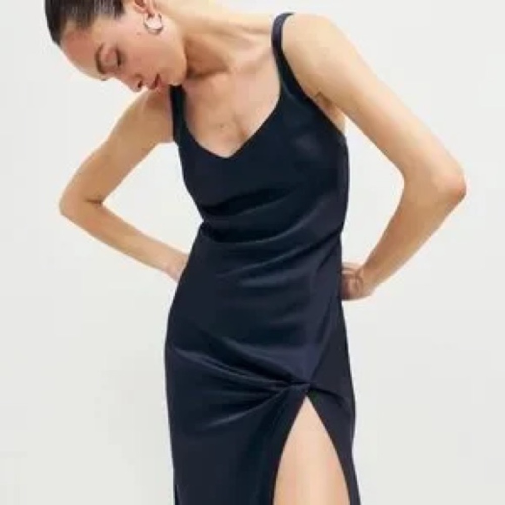 Reformation Deep Blue V-Neck Dress - Picture 2 of 5
